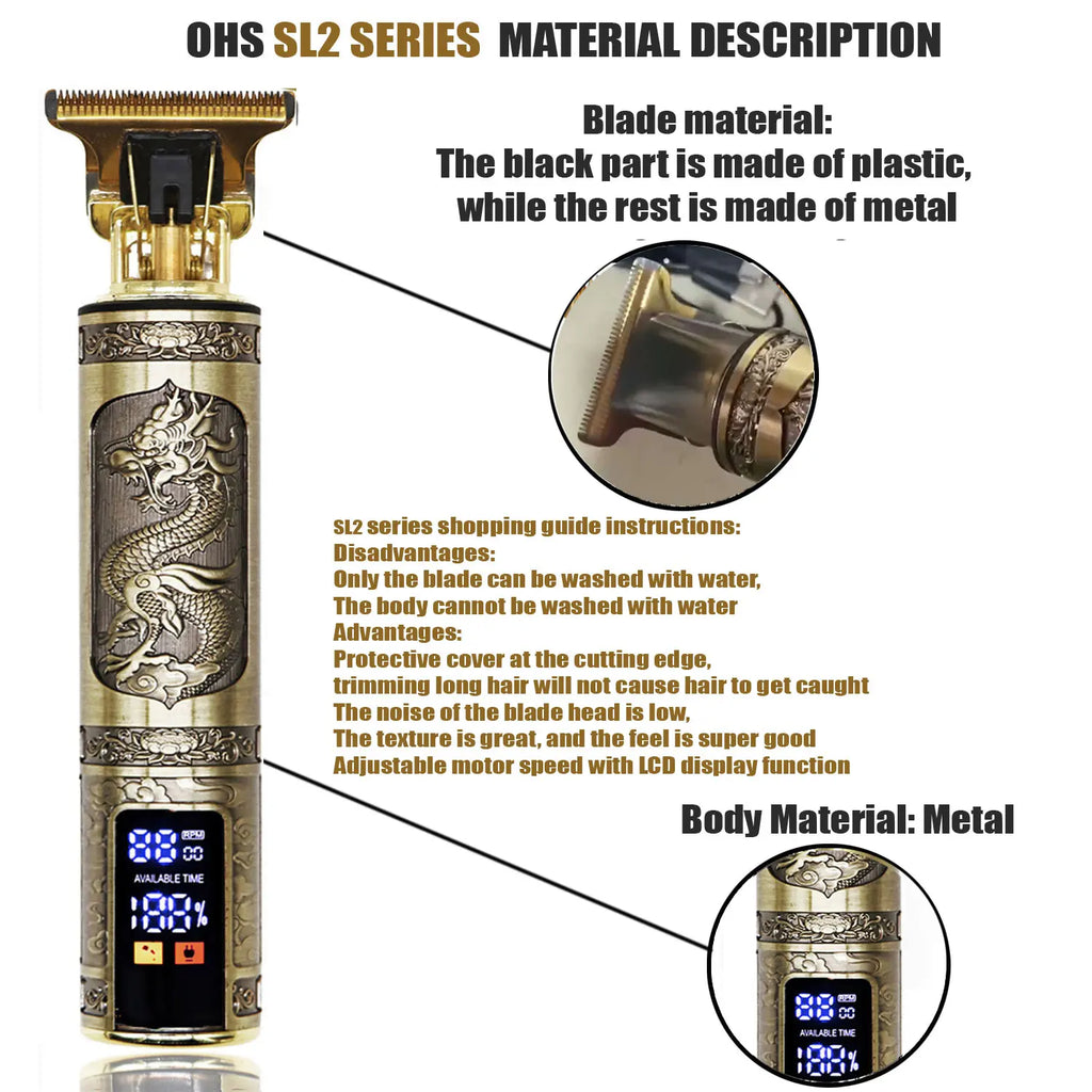 Vintage T9 Hair Clipper Beard Shaving Body Hair Trimmer Clippers Electric Men Haircut Machine 0mm Barber Shaver