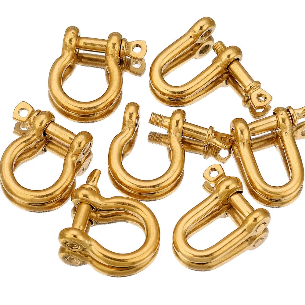 2pcs Stainless Steel Clasps Gold U Shape Screw Shackles Clasp Hook Parts Connectors Bag Necklace for DIY Jewelry Making Supplies