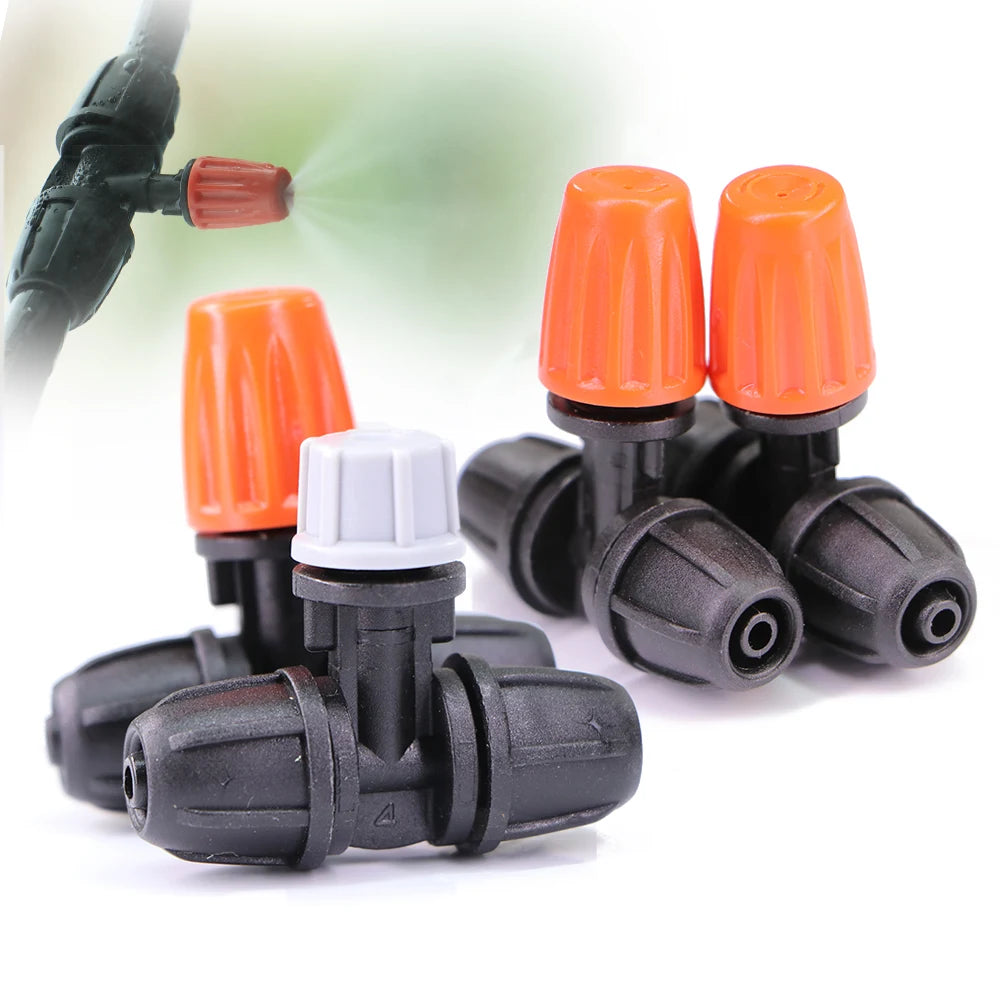 15PCS 1/4"Garden Hose Misting Nozzle with Lock Cap for Greenhouse 4/7mm Hose Irrigation Sprinkler Prevent Tubeing Slip Sprayer