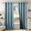 Beauoop 100% Blackout Curtains 84 Inch Long 2 Panels for Bedroom Living Room Stone Blue Solid Room Darkening Thermal Insulated Soundproof Energy Saving Grommet Top Window Treatment Drapes52x84 2 Set